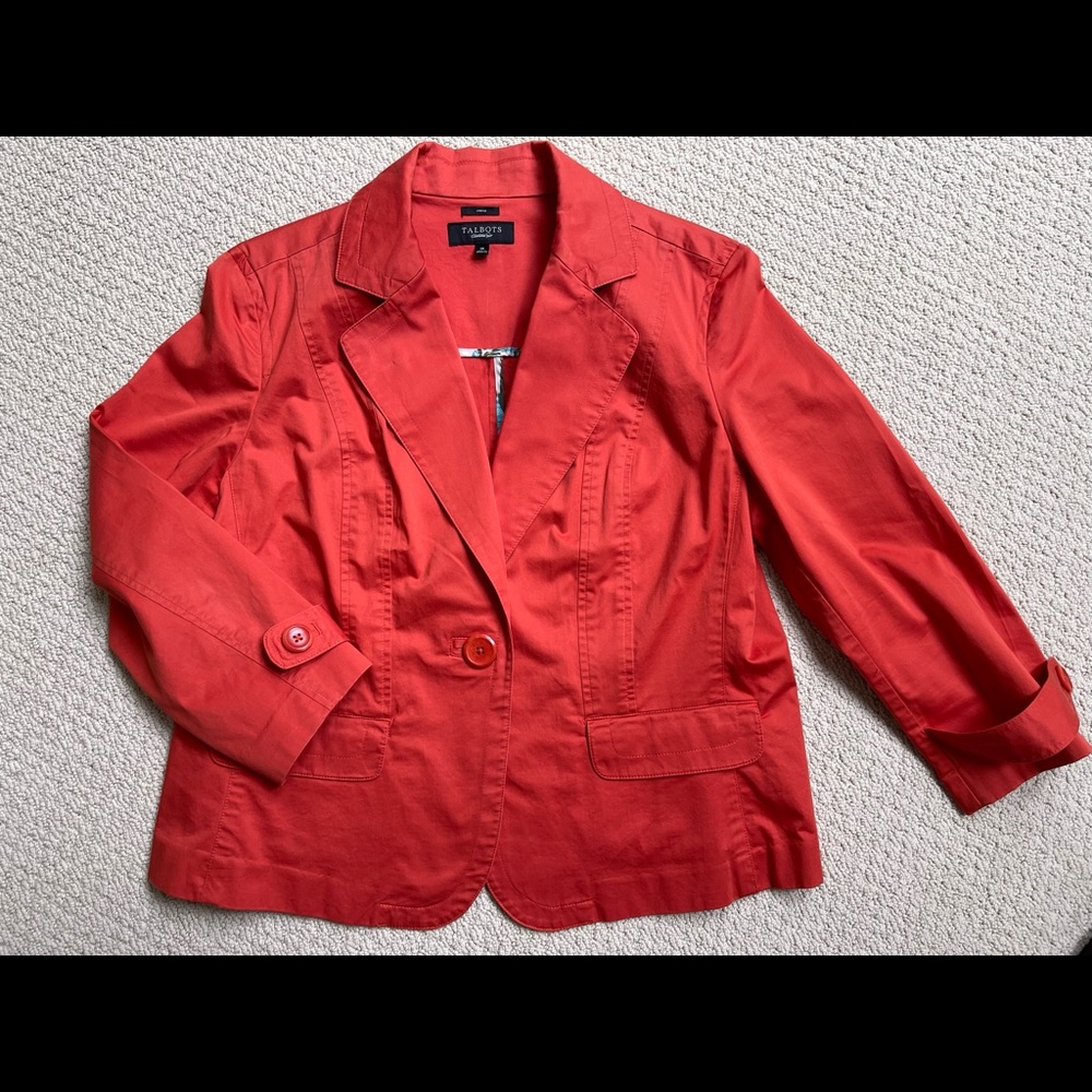 Talbots burnt orange cotton, sporty jacket. Size18.